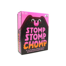 Load image into Gallery viewer, Card game box for 'Stomp Stomp Chomp' with bear illustration on a white background