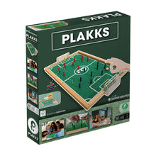 Load image into Gallery viewer, Box of Plakks board game with soccer field design