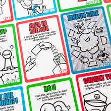 Load image into Gallery viewer, Collection of colorful game cards from Muffin Time with various text and graphics on a white background