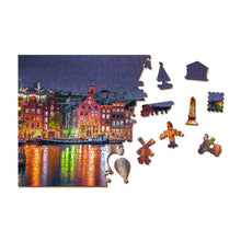 Load image into Gallery viewer, Wooden Puzzle: Amsterdam by Night 505pcs