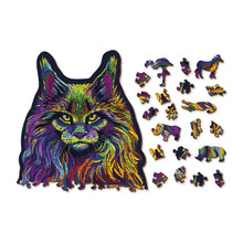 Load image into Gallery viewer, Wooden Puzzle: Rainbow Wild Cat 140pcs
