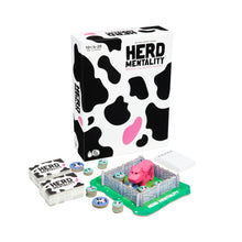 Load image into Gallery viewer, Board game set with &#39;Herd Mentality&#39; packaging and game pieces on a white background
