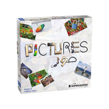 Load image into Gallery viewer, Board game box titled 'Pictures' by Superheated Neurons with various images on a white background
