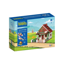 Load image into Gallery viewer, Bildits toy packaging for 'The Cottage' with a colorful design on a white background
