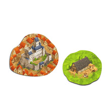 Load image into Gallery viewer, Two miniature board game pieces: a castle and a house, on a white background.
