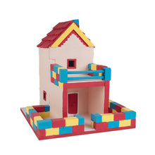Load image into Gallery viewer, Colorful toy building block set shaped like a house on a white background
