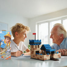 Load image into Gallery viewer, Two people building a model with building blocks in a bright room.
