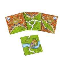 Load image into Gallery viewer, Set of board game cards with map designs on a white background
