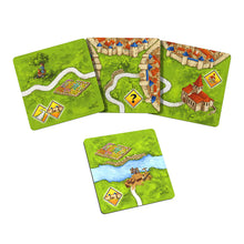 Load image into Gallery viewer, Board game pieces with map designs on a white background
